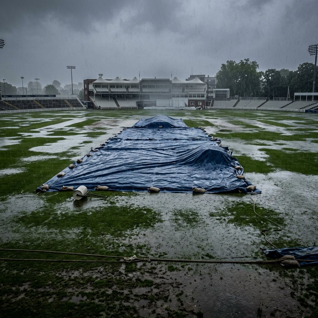 Waterlogged cricket ground